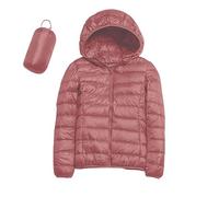 Piumino Donna Leggero Piumini con Cappuccio Elegante Jacket Mezza Stagione Cappotto Ripiegabile Giubbino Antivento Giacca Invernale Caldo Giubbotto 2024 (Watermelon Red #2, XXL)