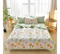 Piumino Estivo, Morbida e Traspirante Trapunta Reversibile in Microfibra- Coperta da Divano Anallergico, per Camera da Letto Copriletto Trapuntato Singolo Matrimoniale letto (Sogno estivo, 150*200CM)