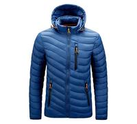 Piumino imbottito da uomo con cappuccio isolato leggero antivento trapuntato piumino cappotto Plus Size inverno caldo Outwear, Blu, 6XL