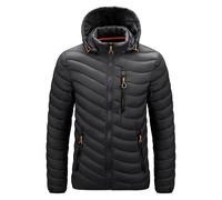 Piumino imbottito da uomo con cappuccio isolato leggero antivento trapuntato piumino cappotto Plus Size inverno caldo Outwear, Nero , 4XL