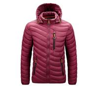 Piumino imbottito da uomo con cappuccio isolato leggero antivento trapuntato piumino cappotto Plus Size inverno caldo Outwear, Rosso, 6XL