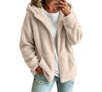 Piumino in Peluche Sherpa Donna Giacca con Full Zip e Cappuccio Tasca Caldo | Cappotto in Pile Giubbotto Imbottito Parka Trench Corto Cappotti Giacche Piumini Giubbotti Invernali Abbigliamento Invernale