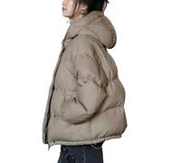 yanenrun Piumino in Piumino D'Anatra Bianco Piumino Corto da Donna alla Moda Leggero E Caldo con Cappuccio Giacca Versatile di Fascia Alta Versatile in Tinta Unita,Marrone Chiaro,S