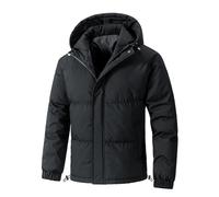 Piumino invernale classico da uomo, leggero, con cappuccio, imbottito, isolato, impermeabile, imbottito, con cerniera, con tasche, per escursionismo, campeggio, viaggi, Nero , 5XL
