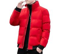 Piumino invernale da uomo a maniche lunghe con colletto alla coreana cappotto con zip intera giacche imbottite calde capispalla per il freddo, Rosso, 3XL