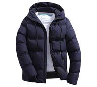 Piumino invernale da uomo caldo a bolle d'aria giacche isolate per il freddo giacca trapuntata con cerniera completa per gli uomini, Blu 1, L