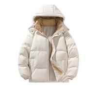 Piumino invernale da uomo caldo ispessito con cappuccio imbottito unisex antivento termico capispalla manica lunga zip intera piumino invernale, Bianco B, XXL