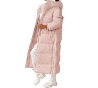 Piumino invernale lungo da donna, imbottito, spesso, con cappuccio, comodo, con tasche, comodo, antivento, imbottito, termico, con tasche, caldo, giacca a vento per esterni, rosa, XXL