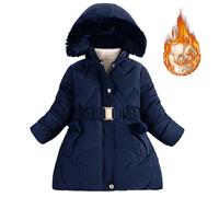 Piumino invernale lungo da ragazza, morbido e leggero, caldo, stile internazionale, giacca imbottita per il freddo, abbigliamento outdoor alla moda, Blu marino, 8-9 Jahre