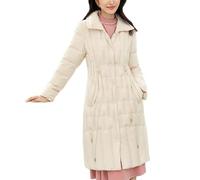 Piumino invernale per le donne di media lunghezza piumini cappotti moda coulisse vita calda semplice piumini, Bianco nuvola., Medium