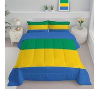Piumino King Size 4 Stagioni Verde Giallo Piumone Bambino Strisce Semplici 260X230 Morbida Chaud Trapunta In Microfibra Per Tutte Le Stagioni, Lavabile Leggero, Bandiera Del Gabon