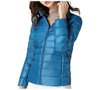 Piumino Leggero da Donna, Giacca Imbottita Donna con Zip a Maniche Lunghe Giubbino Ripiegabile con Tasche Invernali Giacca Imbottito Resistente al Vento Calda Piumino per Tempo Libero E Trekking