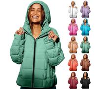 Piumino leggero da donna, trapuntato, trapuntato, imbottito, con tasche con cappuccio, ripiegabile, comodo, invernale, caldo, imbottito, slim fit, abbigliamento esterno corto, Caff, S