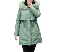 Piumino Leggero Donna Giacche Invernali Parka Casual da Donna in Cotone Autunno E Inverno con Design di Media Lunghezza Caratterizzato da Vita Alta E Le Camelie Invernali Giacca Green XXXL