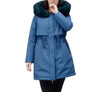 Piumino Leggero Donna Giacche Invernali Parka Casual da Donna in Cotone Autunno E Inverno con Design di Media Lunghezza Caratterizzato da Vita Alta E Le Camelie Invernali Giacca Dark Blue XXL