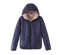 Piumino Leggero Donna Giubbotto Donna Invernale Women S Winter Color Blocked Lamb Fleece Closure Elastic Short Warm Cotton Hooded Cotton Piumino Curvy Le Camelie Invernali Navy M