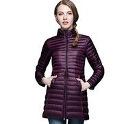 Piumino Leggero Lungo Donna Con Cappuccio Piumini Leggeri Giacca Cappotto Piumino Ultraleggero Giacconi Piuma Invernali Giubbotti Imbottiti Giubbini Trapuntato Invernale Signora Ultralight Viola XL