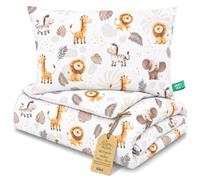 Piumino lettino senza federa cotone Set coperta cuscino culla | 100x135 cm piumone trapunta per neonato bambino imbottitura leggera traspirante caldo Oeko Tex Animali safari