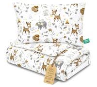 Piumino lettino senza federa cotone Set coperta cuscino culla | 60x100 cm piumone trapunta per neonato bambino imbottitura leggera traspirante caldo Oeko Tex Cervo