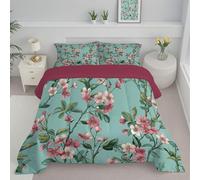 Piumino Letto Matrimoniale Con Federe, Piumino Trapuntato Motivo Floreale Vintage Piante In Difficoltà Per Tutte Le Stagioni, Trapunta Reversibile Leggero Caldo, 200X200, Turchese