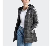 Giacca con cappuccio adidas Essentials Light Down 3 strisce nero bianco donna - XS