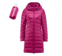 Piumino lungo da donna, leggero con cerniera, Slim Fit Longline Puffer Cappotti con cappuccio, Giacca trapuntata impermeabile, Parka di media lunghezza da donna, Capispalla invernale con imbottitura