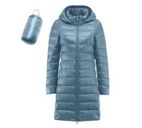 Piumino lungo da donna, leggero con cerniera, Slim Fit Longline Puffer Cappotti con cappuccio, Giacca trapuntata impermeabile, Parka di media lunghezza da donna, Capispalla invernale con imbottitura