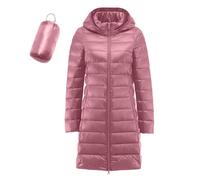 Piumino lungo da donna, leggero con cerniera, Slim Fit Longline Puffer Cappotti con cappuccio, Giacca trapuntata impermeabile, Parka di media lunghezza da donna, Capispalla invernale con imbottitura