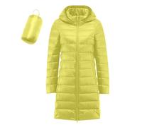 Piumino lungo da donna, leggero con cerniera, Slim Fit Longline Puffer Cappotti con cappuccio, Giacca trapuntata impermeabile, Parka di media lunghezza da donna, Capispalla invernale con imbottitura