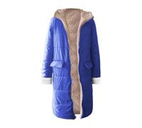 Piumino lungo da donna, lunghezza maxi, con cerniera, in pile, foderato | Giacca da donna con cappuccio, alla moda, calda, invernale, doppia, a maniche lunghe