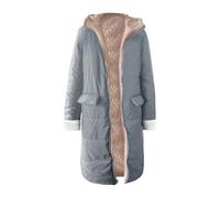 Piumino lungo da donna, lunghezza maxi, con cerniera, in pile, foderato | Giacca da donna con cappuccio, alla moda, calda, invernale, doppia, a maniche lunghe