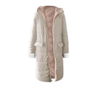 Piumino lungo da donna, lunghezza maxi, con cerniera, in pile, foderato | Giacca da donna con cappuccio, alla moda, calda, invernale, doppia, a maniche lunghe