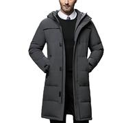 Piumino lungo da uomo con cappuccio - Piumino da uomo a maniche lunghe cardigan con cerniera con tasche con cerniera tinta unita cappotti invernali lunghi da uomo impermeabili caldi parka cappotto