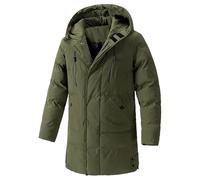 Piumino lungo da uomo, impermeabile, antivento, spesso, parka, imbottito, con cappuccio, taglie forti, verde militare, taglia 3XL