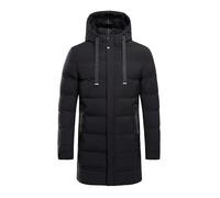 Piumino lungo da uomo, impermeabile da uomo, parka caldo con cappuccio in tinta unita, giacca invernale con coulisse e tasche, a maniche lunghe, trapuntato, per esterni, con cerniera completa, casual