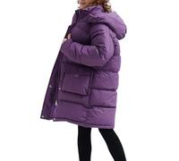 Piumino lungo fino al ginocchio con cappuccio e cerniera per ragazze, leggero, imbottito, cappotto invernale per bambini, con zip, antivento, parka per esterni, antivento, giacche da neve, Viola, 13