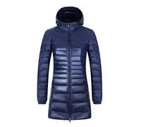 Piumino Lungo Leggero Donna Con Cappuccio - Giacca Invernale Trapuntata Ultraleggera - Giubbotto Cappotto Invernale Marina