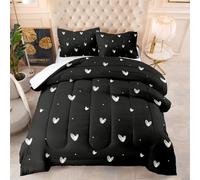Piumino Matrimoniale Cuore Nero Minimalista Copriletto Matrimoniale Microfibra Piumone Invernale Lavabile Trapunte Matrimoniali Traspirante Trapunta Matrimoniale+2 Federe(50x75cm) 228x228cm