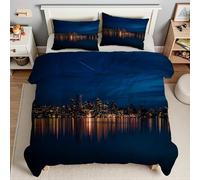 Piumino Matrimoniale Notte In Città Trapunte Cielo Stellato Piumone Imbottito Resistente Lavabile, Super Morbida Trapunta, piumini 240x260 cm in Microfibra Reversibile e 2 Federa 50x80 cmT4674