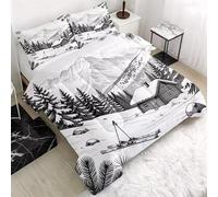 Piumino Matrimoniale Sci E Baite Trapunte Realistico In Bianco Piumone Imbottito Resistente Lavabile, Super Morbida Trapunta, Piumini 240x260 cm in Microfibra Reversibile e 2 Federa 50x80 cm T66