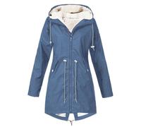 Piumino Oversize Cappotto da donna in peluche sciolto da esterno solido più spesso caldo impermeabile con cappuccio da donna taglia antivento cappotto Cappotto Donna Elegante Lungo Giacca (Blue, S)