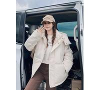 Piumino Parka Giacca Donna Sintetico Cappuccio Beige Corto Imbottito Caldo 82209
