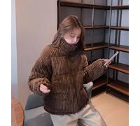 Piumino Parka Giacca Donna Sintetico Morbido Bomber Marrone Velluto Corto 24502