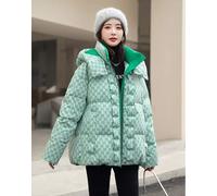 Piumino Parka Giacca Donna Sintetico Over Verde Colorato Corto Cappuccio 42504