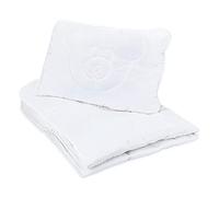 Piumino per lettino e cuscino Set coperta culla microfibra neonato | bianco 100x135 cm piumone per bambino imbottitura leggera traspirante caldo morbido tutte stagioni orsetto