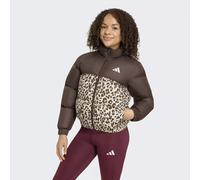 adidas Bambine e ragazze Synthetic Down Allover Print Coat, dark brown/Crystal Linen/Khaki Six/Crystal Linen, 13-14 Years