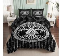Piumino senza copripiumino super king size 10,5 tog, 3 pezzi | Set di biancheria da letto con trapunta leggera con albero della vita nordica, 2 federe da 50 x 75 cm, in morbida microfibra