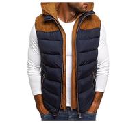 Piumino Senza Maniche Uomo Caldo Invernale Gilet Casual Smanicato Giubbotto Antivento Leggera Giacca Softshell Con Cappuccio Riscaldato con Zip Giubbino Trekking Taglie Forti Cappotto Trapuntato Corto