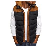 Piumino Senza Maniche Uomo Caldo Invernale Gilet Casual Smanicato Giubbotto Antivento Leggera Giacca Softshell Con Cappuccio Riscaldato con Zip Giubbino Trekking Taglie Forti Cappotto Trapuntato Corto