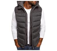 Piumino Senza Maniche Uomo Caldo Invernale Gilet Casual Smanicato Giubbotto Antivento Leggera Giacca Softshell Con Cappuccio Riscaldato con Zip Giubbino Trekking Taglie Forti Cappotto Trapuntato Corto